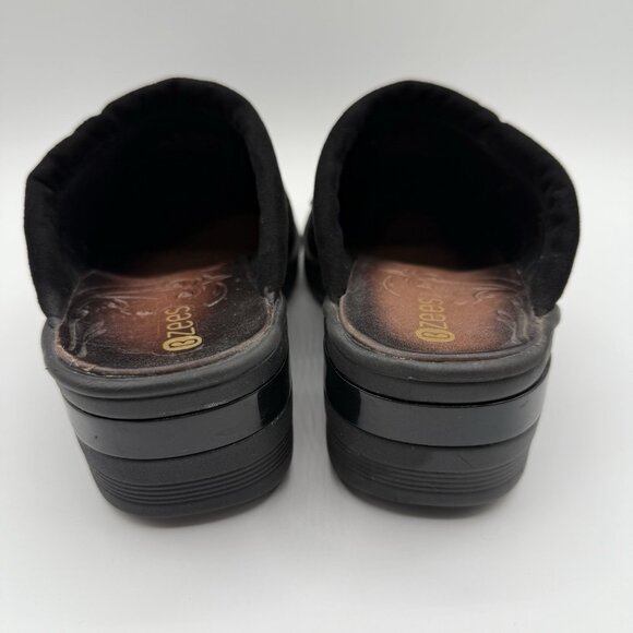 BZees Dolce Back Floral Mules Wedge Clogs Sz 7.5 W Wide Comfort Slip On Shoes - Picture 4 of 15